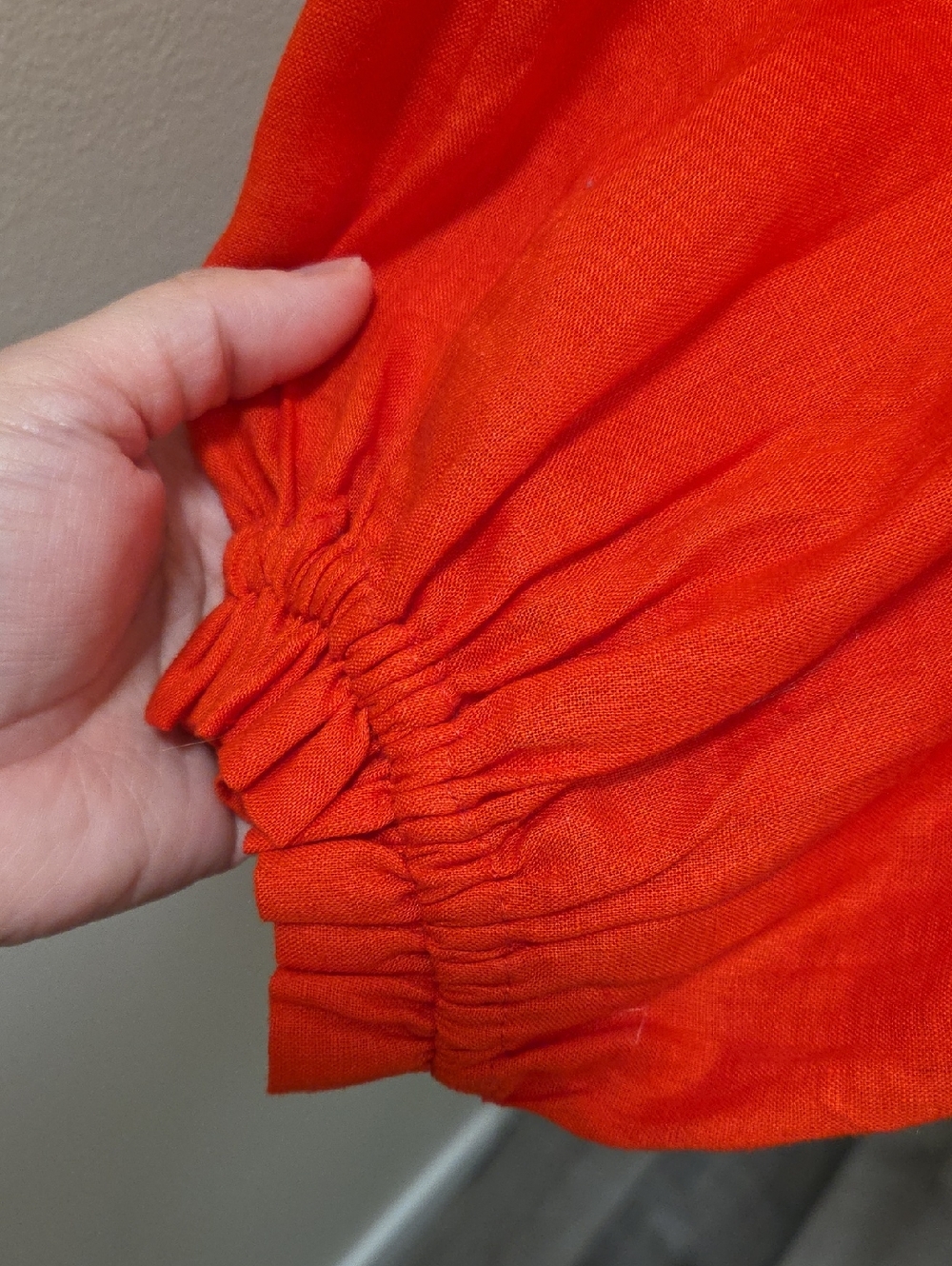 Anthropologie Maeve 100% Linen Red Peasant Blouse Button Front Boho Top - Picture 9 of 12
